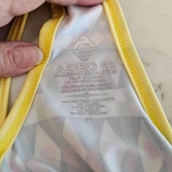 Adedge Peformance Intrepid White Yellow Trim Tennis Tank Top, Size Medium - Picture 6 of 8